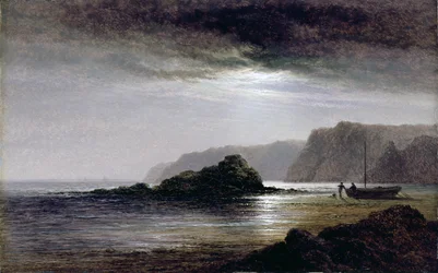 Küstenlandschaft bei Mondschein